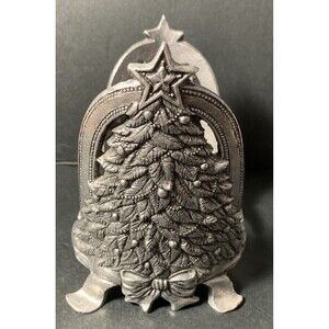 Christmas Tree Candle Jar Holder Metal Pewter